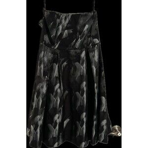 Women's White House Black Market Black and Gray Feather Print Dress Size 12